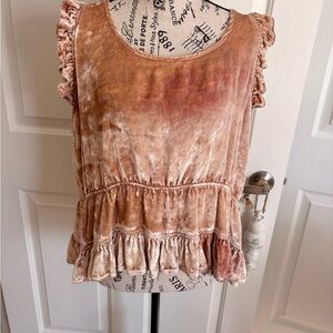 Magnolia Pearl Crushed Velvet Ruffle Top Rare - EC